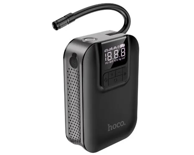 Mini Compresor HOCO S53 Breeze, Portabil, 2500mAh, 3.5 bar, pentru vehicule electrice (Negru)