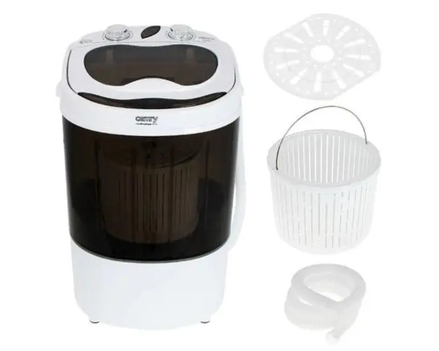 Mini masina de spalat rufe cu centrifuga Camry CR 8054, Capacitate 3 kg, Semiautomata (Alb/Negru)