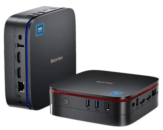 Calculator Sistem Mini PC Blackview MP60, Procesor Intel Celeron N5095, 4 cores, 2.90GHz, 4MB, 16GB LPDDR4, 1TB SSD, Wi-Fi, Bluetooth, Windows 11 Pro (Negru)
