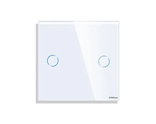 Panou Intrerupator Dublu cu Touch Mini din Sticla LUXION (Alb)