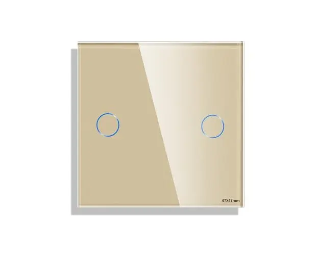 Panou Intrerupator Dublu cu Touch Mini din Sticla LUXION (Auriu)