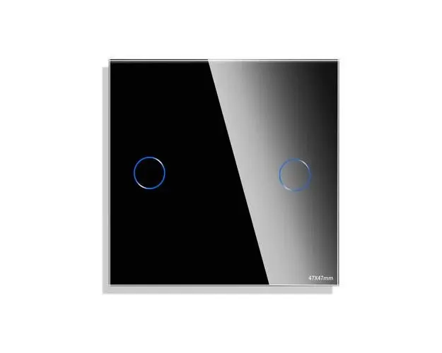 Panou Intrerupator Dublu cu Touch Mini din Sticla LUXION (Negru)