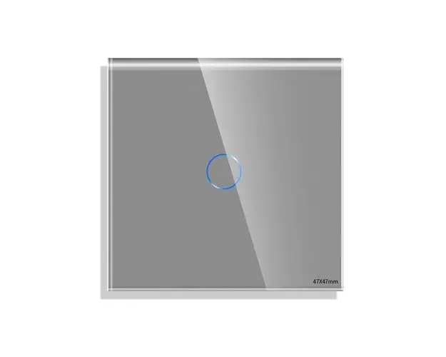 Panou Intrerupator Simplu cu Touch Mini din Sticla LUXION (Gri)