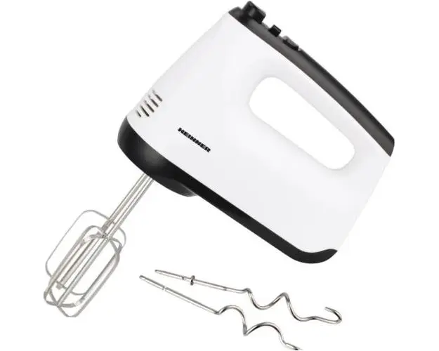 Mixer de mana Heinner HM-400WHBK, 400 W, Trepte viteza 6 + Turbo (Alb/Negru)