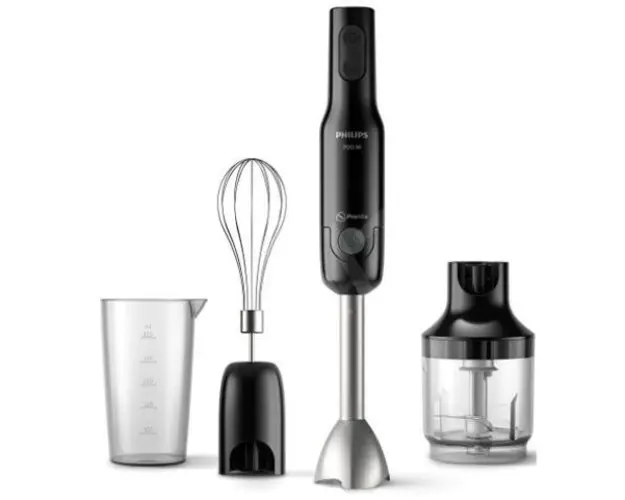 Mixer Vertical Philips ProMix Daily Collection HR2543/90, 700 W, 2 Cutite, tocator, Tel, Turbo speed (Negru/Argintiu)