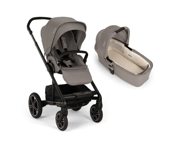 Carucior Nuna MIXX next 2 in 1 Granite, 0 - 22kg, pliabil, landou, husa de iarna, husa de ploaie (Negru/Gri)