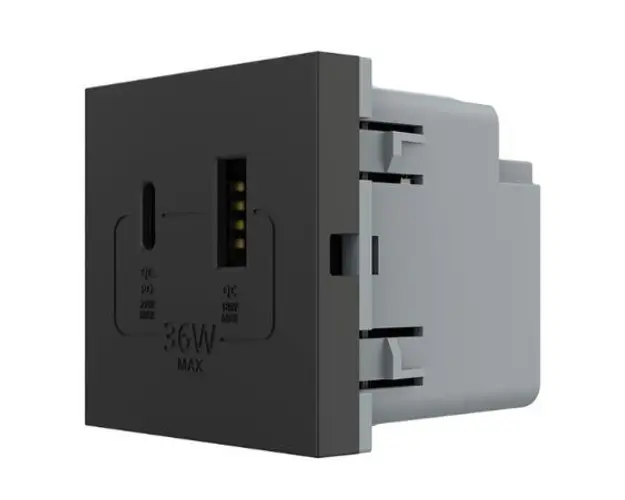 Modul Priza USB-A + USB-C LIVOLO  Serie Noua (Negru)