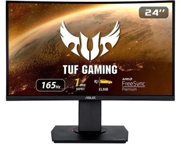 Monitor VA LED Gaming ASUS 23.6inch VG24VQR, Full HD (1920 x 1080), HDMI, DisplayPort, Boxe, Ecran curbat, Pivot, 165 Hz, 1 ms (Negru)