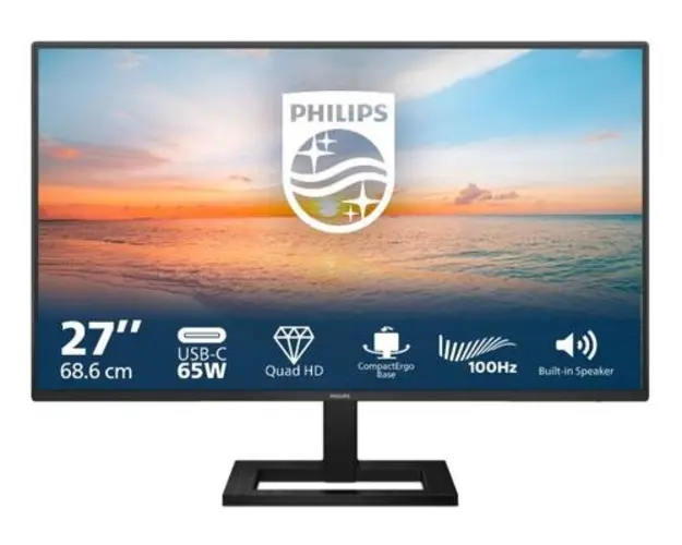 Monitor IPS LED Philips 27inch 27E1N1600AE/00, QHD (2560 x 1440), HDMI, Boxe, 100 Hz, 1 ms (Negru)