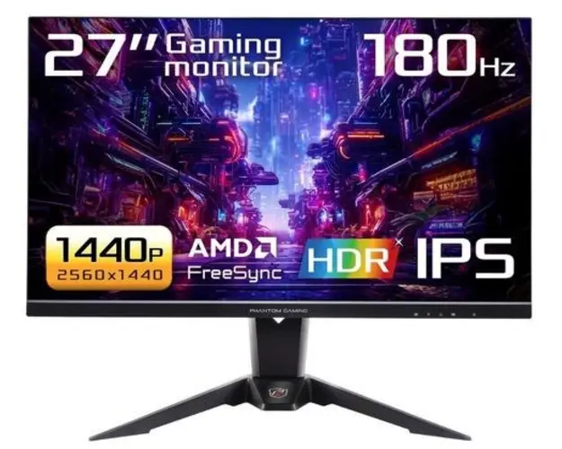 Monitor Gaming IPS LED ASRock 27inch PG27QFT2A, QHD (2560 x 1440), HDMI, DisplayPort, Boxe, 180 Hz, 1 ms (Negru)