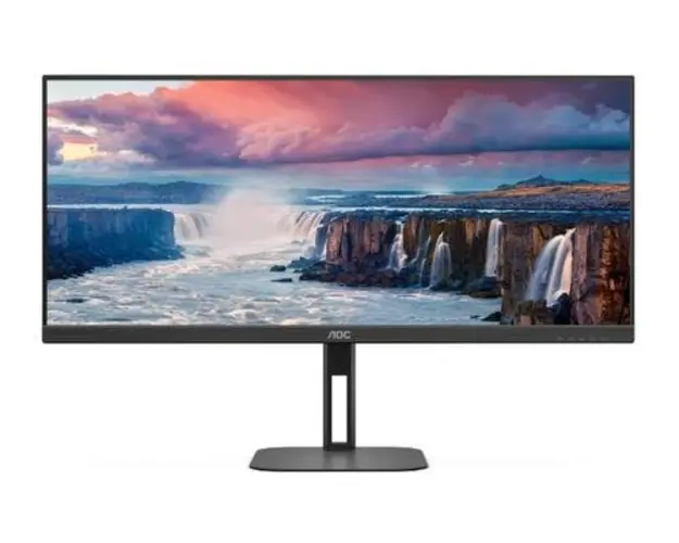 Monitor Gaming VA LED AOC V5 34inch U34V5C/BK, WQHD (3440 x 1440), HDMI, DisplayPort, Boxe, 100 Hz, (Negru)