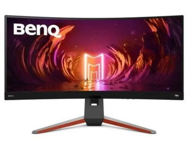 Monitor Gaming VA LED Benq 34inch EX3410R, WQHD (3440 x 1440), HDMI, DisplayPort, AMD FreeSync Premium Pro, Ecran Curbat, Boxe, 144 Hz, 1 ms (Argintiu) 