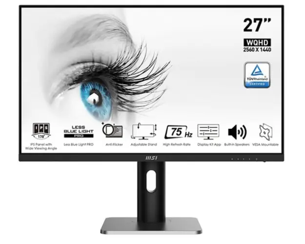 Monitor IPS LED MSI PRO 27inch MP273QP, QHD (2560 x 1440), HDMI, DisplayPort, Boxe, Pivot (Negru)