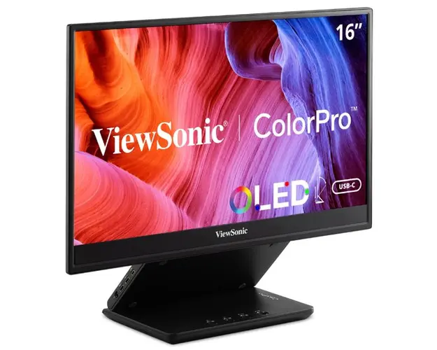 Monitor Portabil OLED ViewSonic ColorPro 15.6inch VP16-OLED, Full HD (1920 x 1080), Micro-HDMI, Boxe (Negru) 