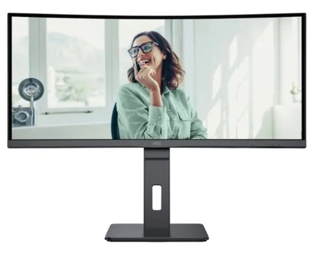 Monitor VA LED AOC 34inch CU34P3CV, WQHD (3440 x 1440), HDMI, DisplayPort, AMD FreeSync, Ecran Curbat, Boxe, 100 Hz (Negru)