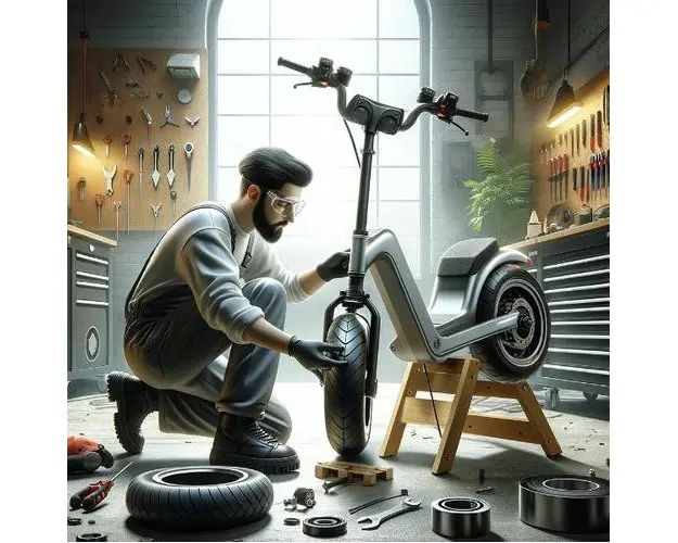 Montaj camera sau cauciuc poliuretanic trotineta electrica