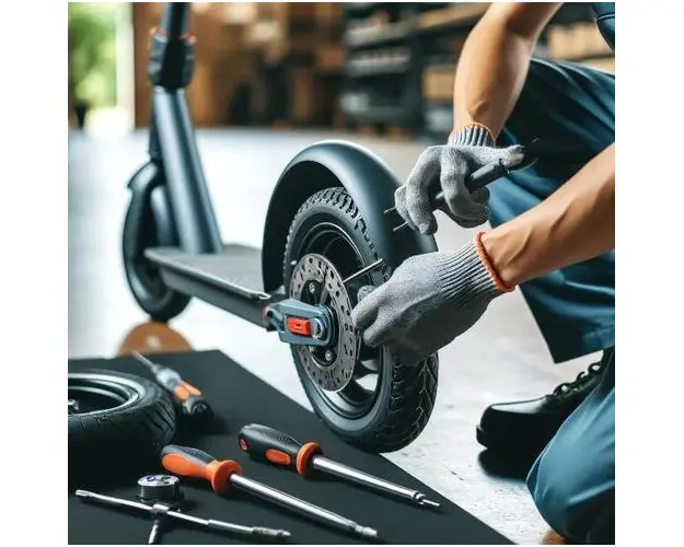 Montaj cauciuc plin roata cu motor trotineta electrica