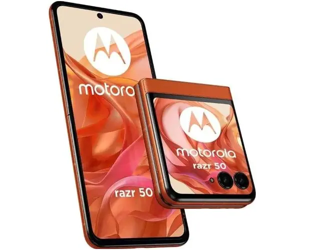 Telefon Mobil Motorola Razr 50, Procesor Mediatek Dimensity 7300X, Octa-Core, Foldable LTPO AMOLED Capacitive touchscreen 6.9inch, 8GB RAM, 256GB Flash, Camera Duala 50 + 13 MP, 5G, Wi-Fi, Dual SIM, Android (Portocaliu)