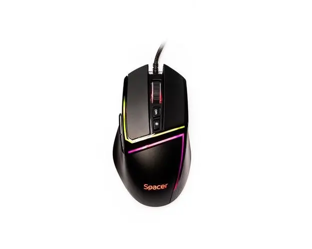 Mouse Gaming Spacer SPGM-ALIEN-PRO, USB, 12.000 dpi, iluminare RGB (Negru)