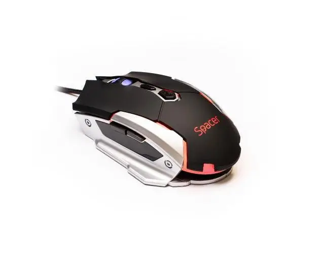 Mouse Gaming Spacer SPGM-PULSAR-LITE, USB, optic, 3.200 dpi, iluminare RGB (Alb/Negru)