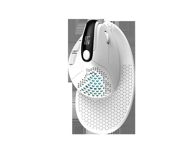 Mouse vertical Delux Seeker M618XSD-WH, iluminare RGB, 4000 DPI, ecran OLED, 1000 mAh (Alb)