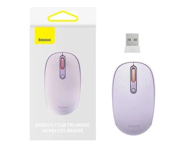 Mouse Wireless Baseus F01B Tri-Mode, 1600 DPI, Bluetooth / Wi-Fi (Mov)