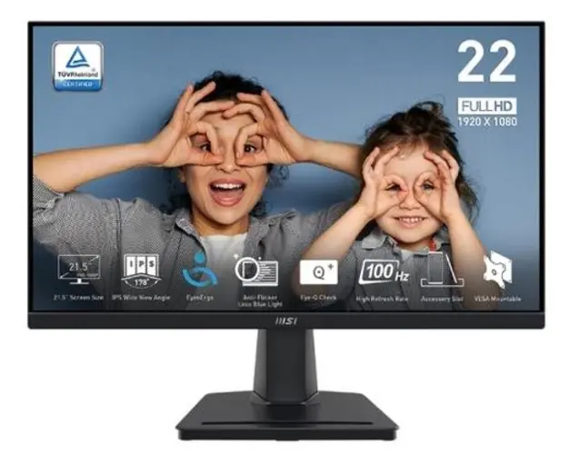Monitor IPS LED MSI PRO 21.5inch MP225, Full HD (1920 x 1080), VGA, HDMI, 100 Hz, 1 ms (Negru)