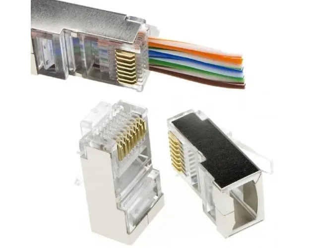 Mufa RJ45 FTP EMTEX ecranata, cat.6, passthrough (100 buc) 