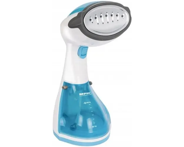 Aparat de calcat vertical MPM MZP-01, 1200 W, 36 g/min, 250 ml, Placa de abur din otel inoxidabil (Alb/Albastru)