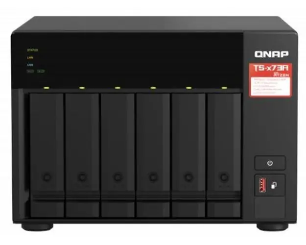 Nas Qnap TS-673A-8G, Procesor AMD Ryzen™ Embedded V1500B, 6 Bay-uri, Gigabit, 8 GB DDR4 (Negru)