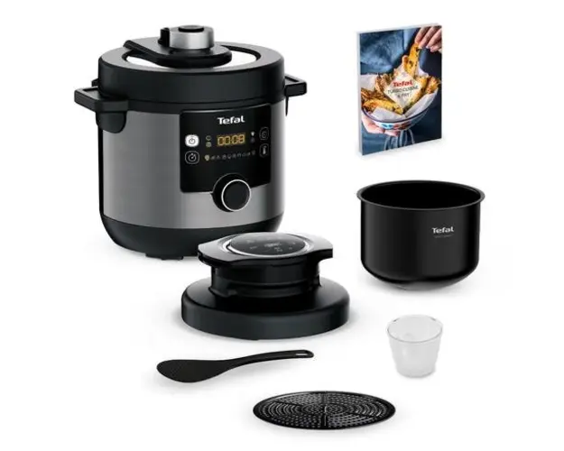 Oala sub presiune electrica Tefal Turbo Cuisine & Fry CY778830, 1200W, Tehnologie Spherical Bowl, capacitate 5 L, pastrare la cald, invelis antiaderent (Negru/Gri)