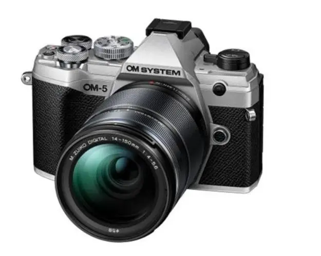 Kit Aparat foto Mirrorless Olympus OM-5, 20.4MP, 4K + obiectiv M.Zuiko Digital 14-150mm F4-5.6 II (Argintiu)