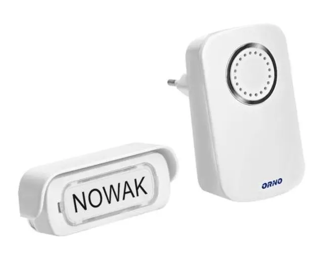 Sonerie wireless ERATO AC ORNO OR-DB-AX-151, alimentare la retea, IP44, 100 m, 32 sonerii, buton impermeabil, control volum (Alb)