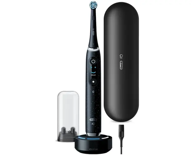 Periuta de dinti electrica Oral-B iO Series 10 Stardust, Bluetooth, Curatare 3D, Inteligenta artificiala, 7 moduri (Negru)