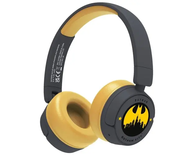 Casti Gaming OTL Batman Gotham City, Pentru copii, Cu fir si Bluetooth (Gri/Galben)