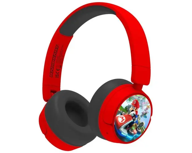 Casti Gaming OTL Mario Karts, Pentru copii, Cu fir si Bluetooth (Negru/Rosu)