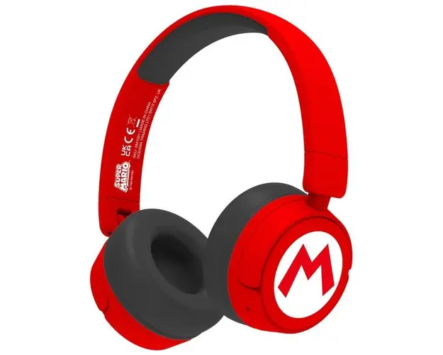 Casti Gaming OTL Super Mario Icon Logo, Pentru copii, Cu fir si Bluetooth (Rosu/Negru)