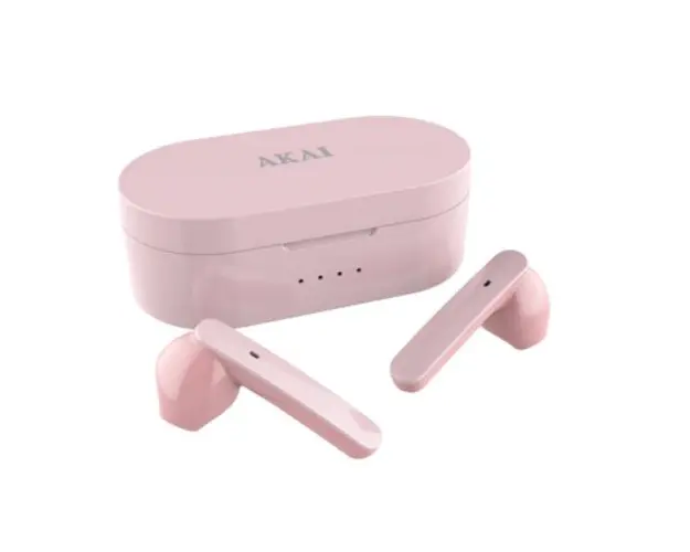 Casti True Wireless Akai BTE-J10P, Bluetooth, Microfon (Roz)