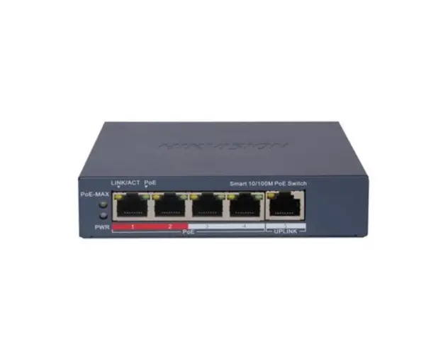 Switch Hikvision DS-3E1105P-EI(V2), 4 porturi, PoE