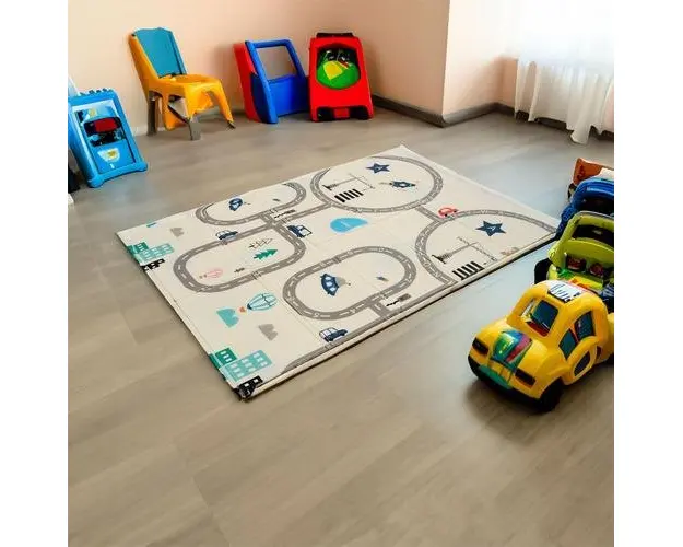 Covor de joaca pentru copii U-Grow UG-F10120-1, din spuma, pliabil, 2 fete, impermeabil, izolant, 120 x 180 x 1 cm, circuit