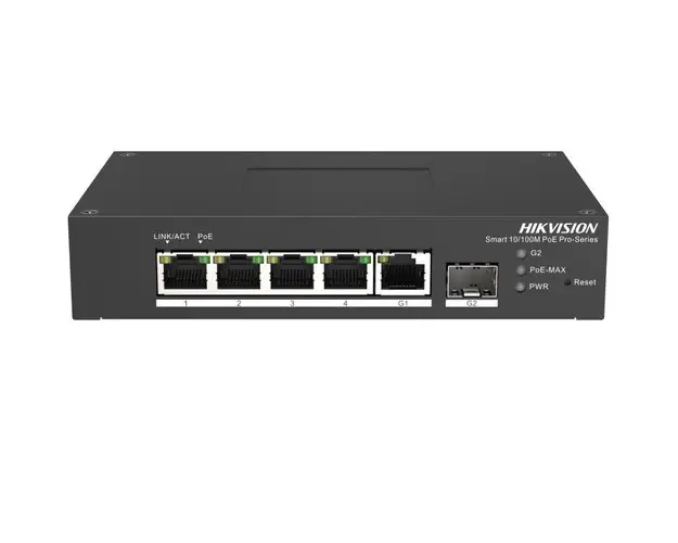 Switch Hikvision DS-3T1306P-SI/HS, 4 porturi, PoE
