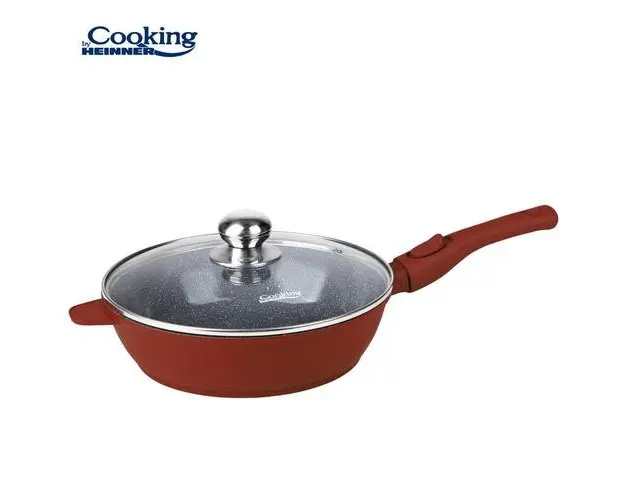 Tigaie adanca HEINNER CALABRIA, 26x7cm, aluminiu, cu capac (Maro)