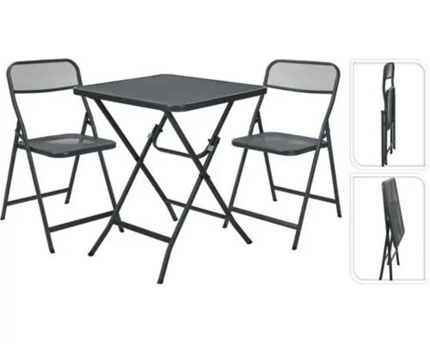 Set mobilier pliabil 3 piese, Gri