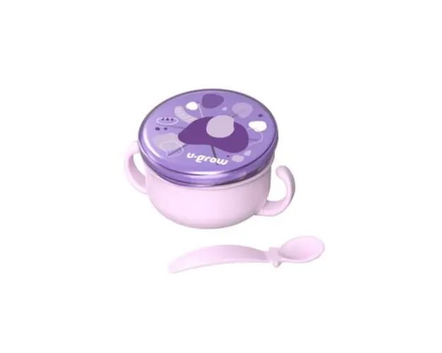 Bol 2 in 1 pentru snackuri cu lingurita U-Grow A-2504PP, 380 ml (Mov)