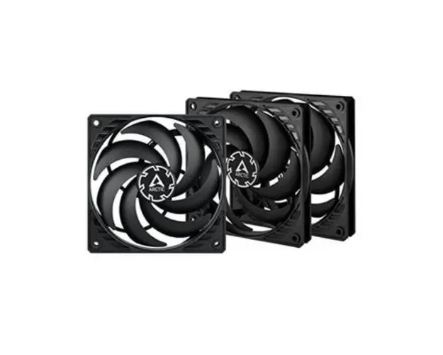 Set 3 ventilatoare Arctic P12 SLIM PWM PST, 120 mm, 2100 rpm (Negru)