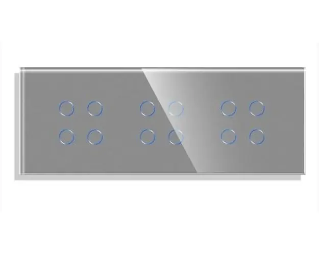 Panou 3 Intrerupatoare Cvadruple cu Touch din Sticla LUXION (Gri)