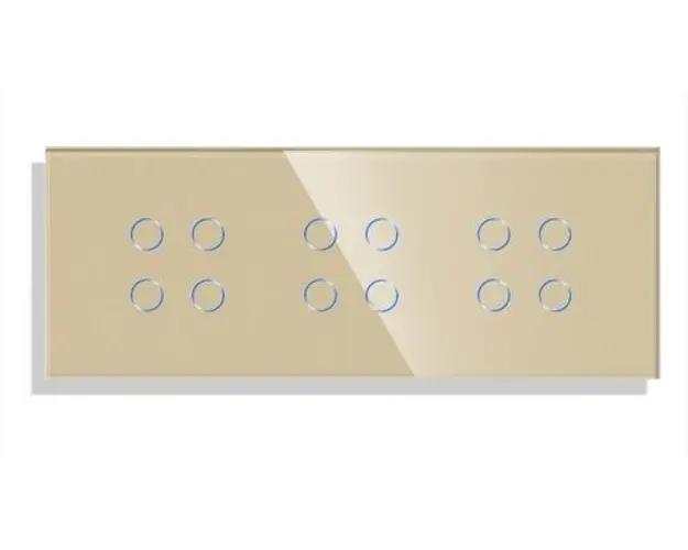 Panou 3 Intrerupatoare Cvadruple cu Touch din Sticla LUXION (Auriu)