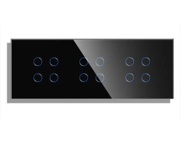 Panou 3 Intrerupatoare Cvadruple cu Touch din Sticla LUXION (Negru)