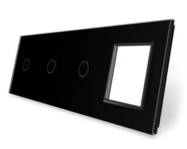 Panou 3 intrerupatoare simple si 1 priza LIVOLO din sticla (Negru)