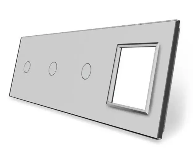 Panou 3 intrerupatoare simple si 1 priza LIVOLO din sticla (Gri)